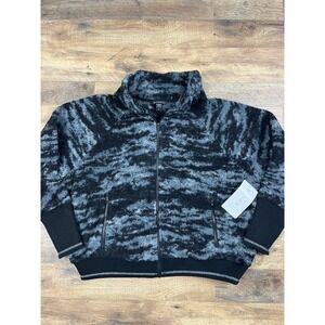 Athleta Womens 1X Jacket Tugga Sherpa Fog Camp Full Zip Fleece NWT‎ Black & Grey
